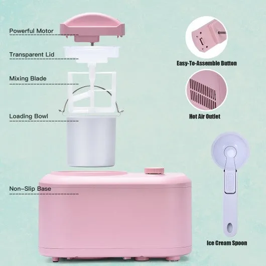 1.1 QT Ice Cream Maker Automatic Frozen Dessert Machine with Spoon-Pink