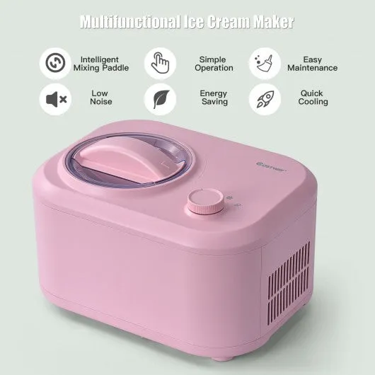 1.1 QT Ice Cream Maker Automatic Frozen Dessert Machine with Spoon-Pink