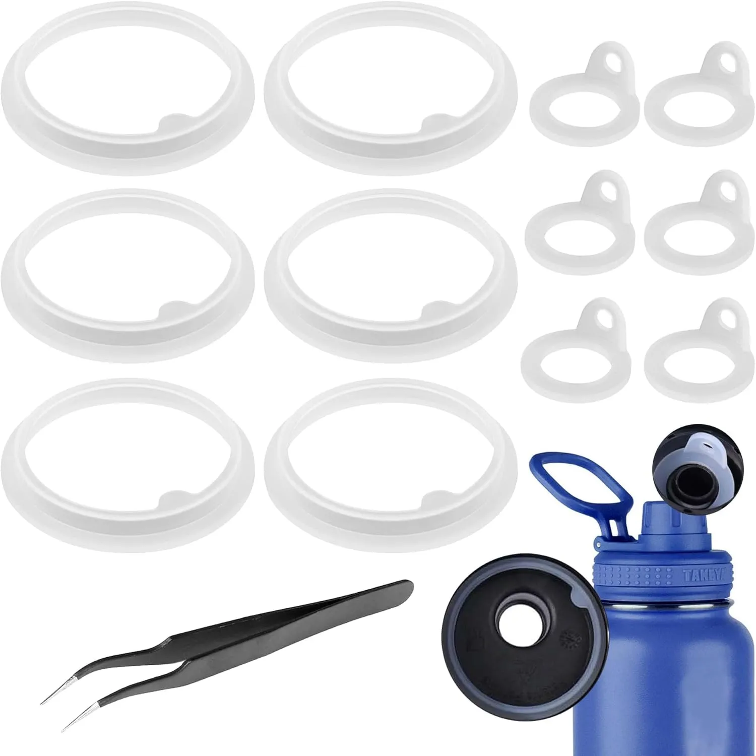 13 Pcs Water Bottle Lid Gasket Replacement for Takeya Actives 18oz 22oz 24oz 32oz 40oz,Leak-Proof Rubber Seal Ring Gaskets O Ring Replacement Parts for Spout Lid (Not for Takeya Originals)