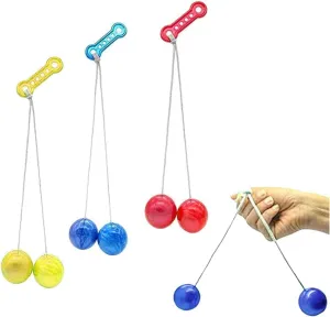 3 Pairs Clacker Ball,Ladder Balls, Toss Game Balls, Children's and Adults' Pressure reducing Balls,Used for Training Balance Ability, Concentration (Randomly Send 3 Colors)
