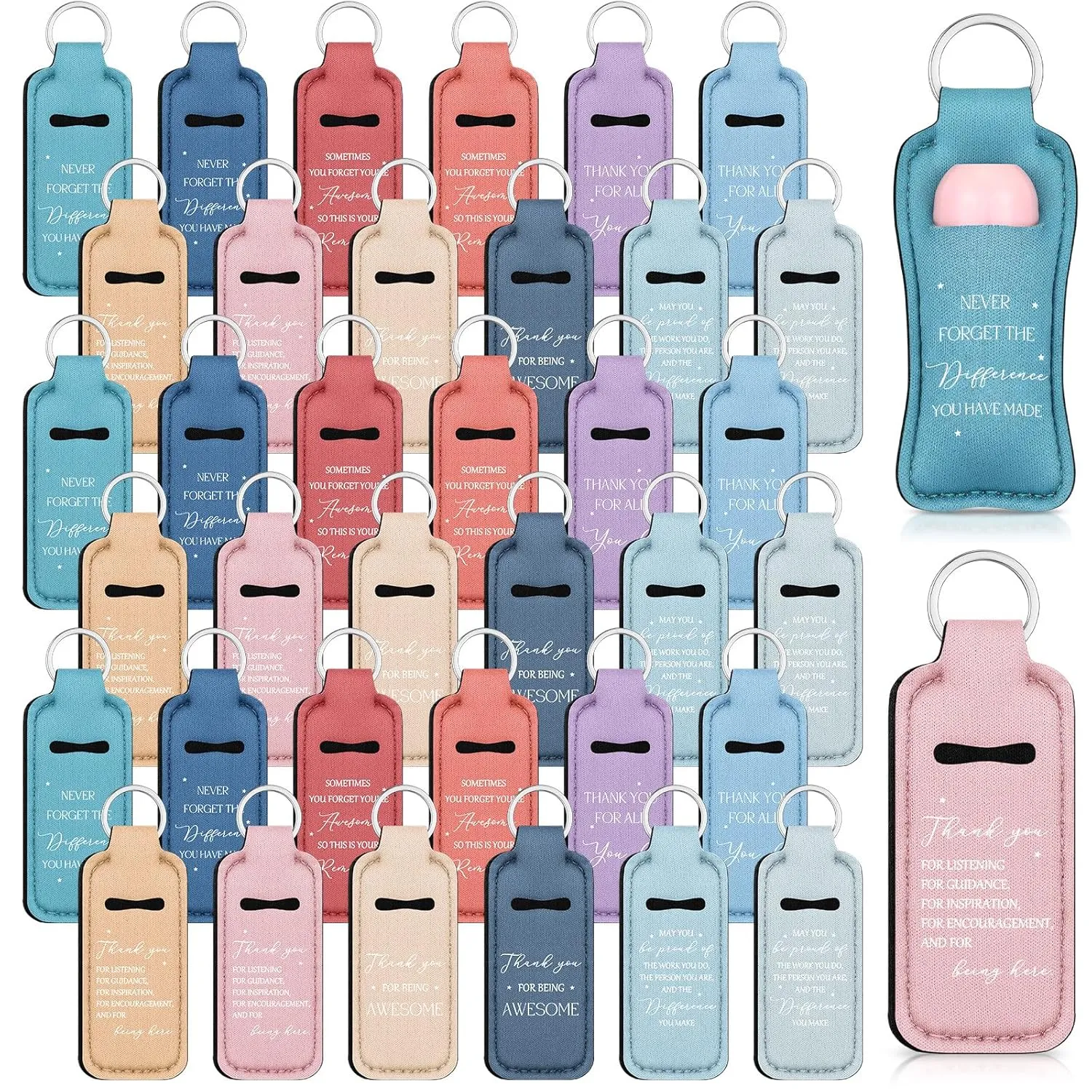 36 Pcs Lip Gloss Bulk Lipstick Holder Keychain Inspirational Lip Gloss Pouch Portable Holder for Women Graduation Employee Appreciation Gifts(Appreciation)