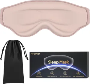 3D Eye Mask Sleep Mask for Men & Women, 100% Pressure-Free & Light Block-Out Eye Mask for Sleep with Easy Adjustable Strap, Night Eye Cover for Travel, Pink