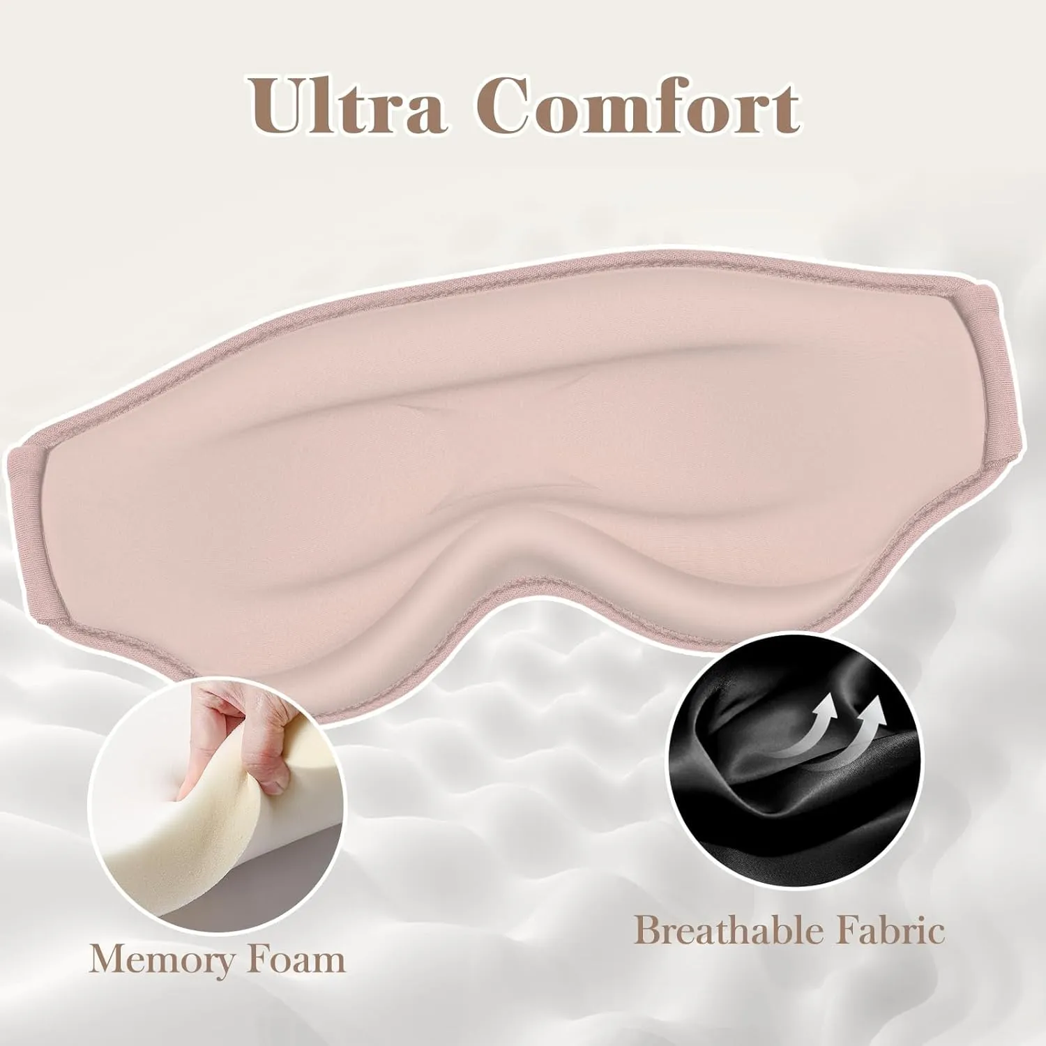 3D Eye Mask Sleep Mask for Men & Women, 100% Pressure-Free & Light Block-Out Eye Mask for Sleep with Easy Adjustable Strap, Night Eye Cover for Travel, Pink