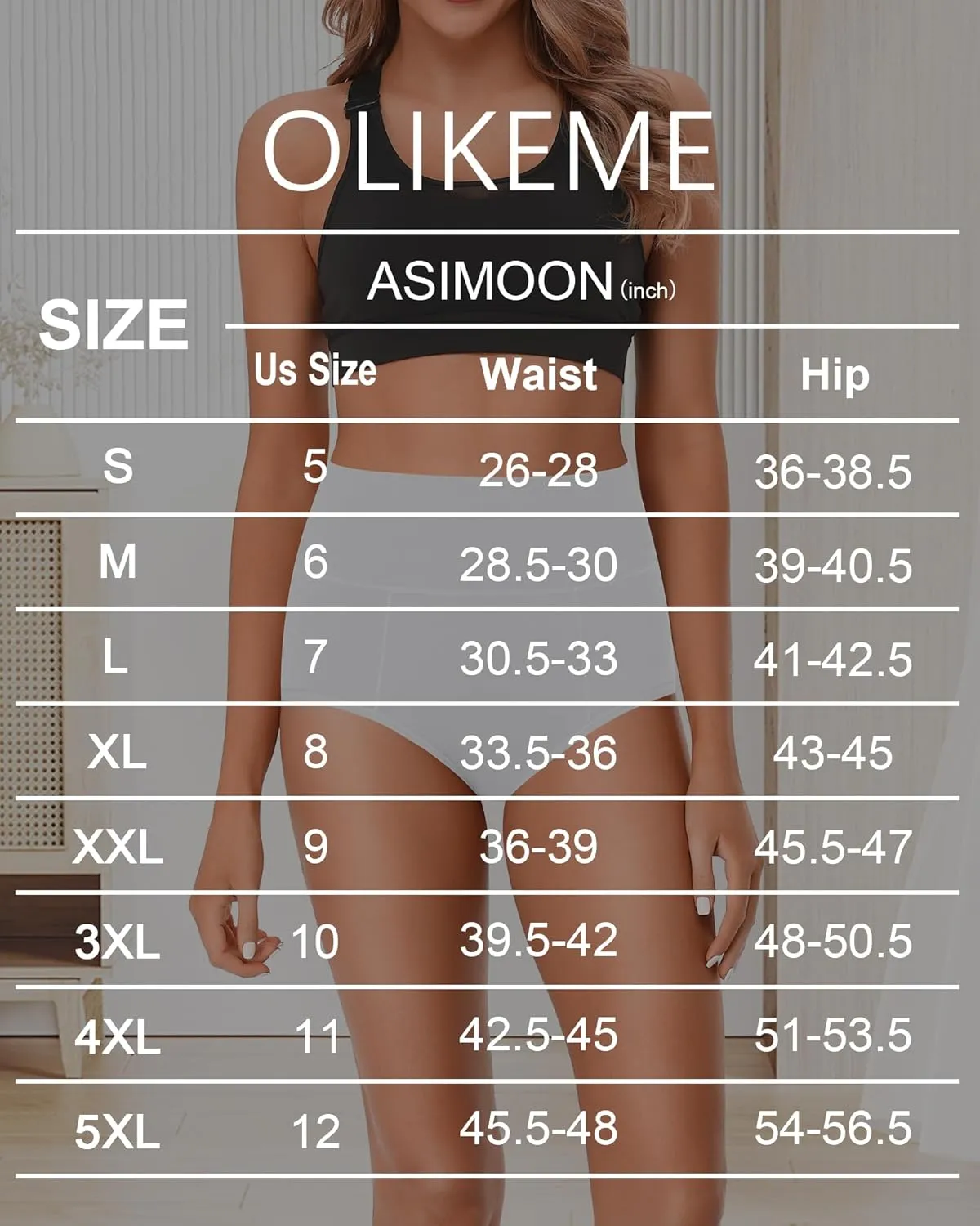 ASIMOON High Waisted Cotton Underwear for Women Plus Size Slight Tummy Control Full Coverage Panties Briefs Ladies Pack