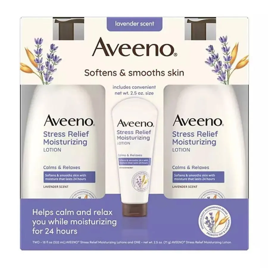 Aveeno - Stress Relief Body Lotion - 18 Oz - 2 Pack   2.5 Oz Tube