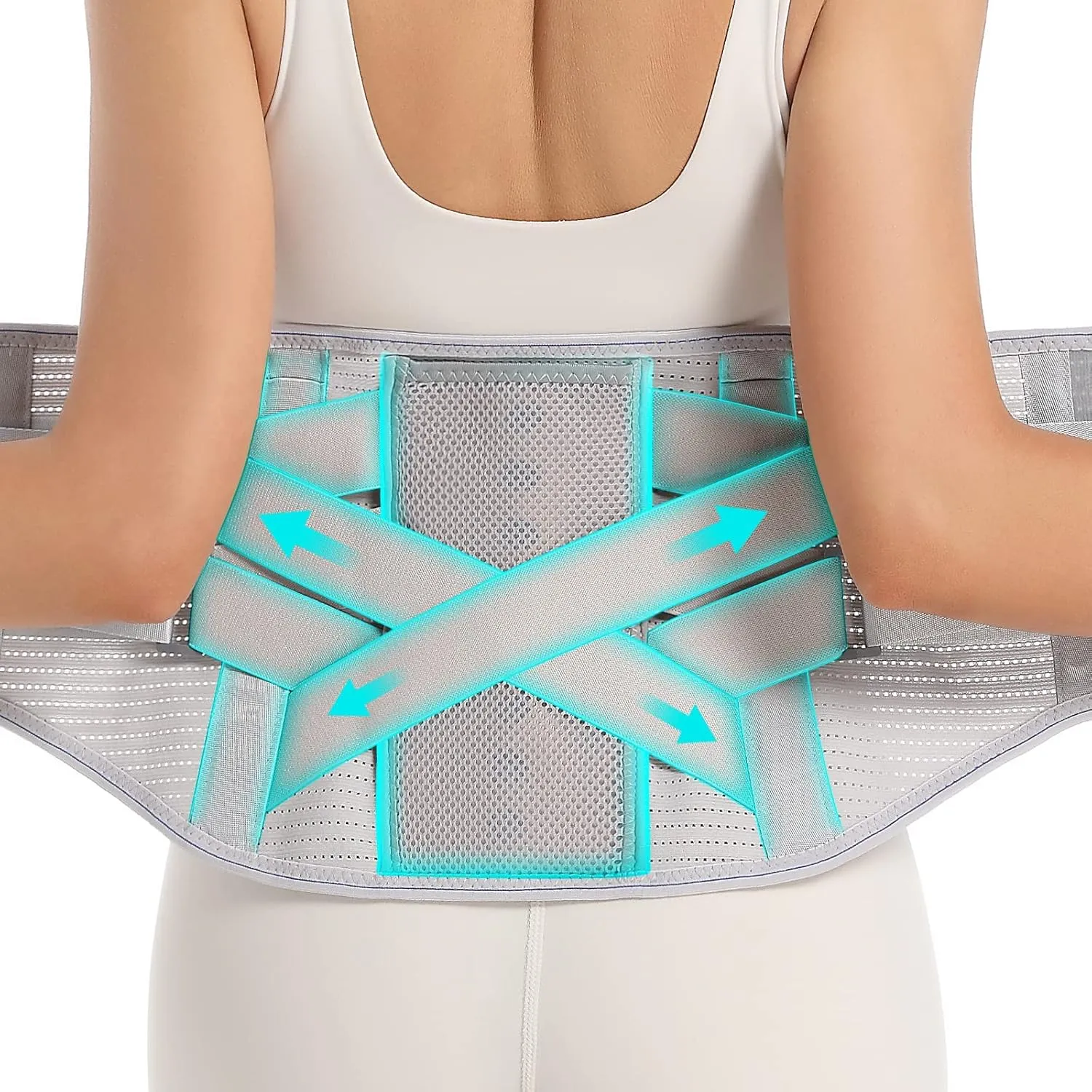 Back Brace for Lower Back Pain Relief - Back Support Belt for Women & Men for Herniated Disc, Sciatica. Removable Stays for Lower Back Support with 2 Different Hardness Sets (Grey, Medium)