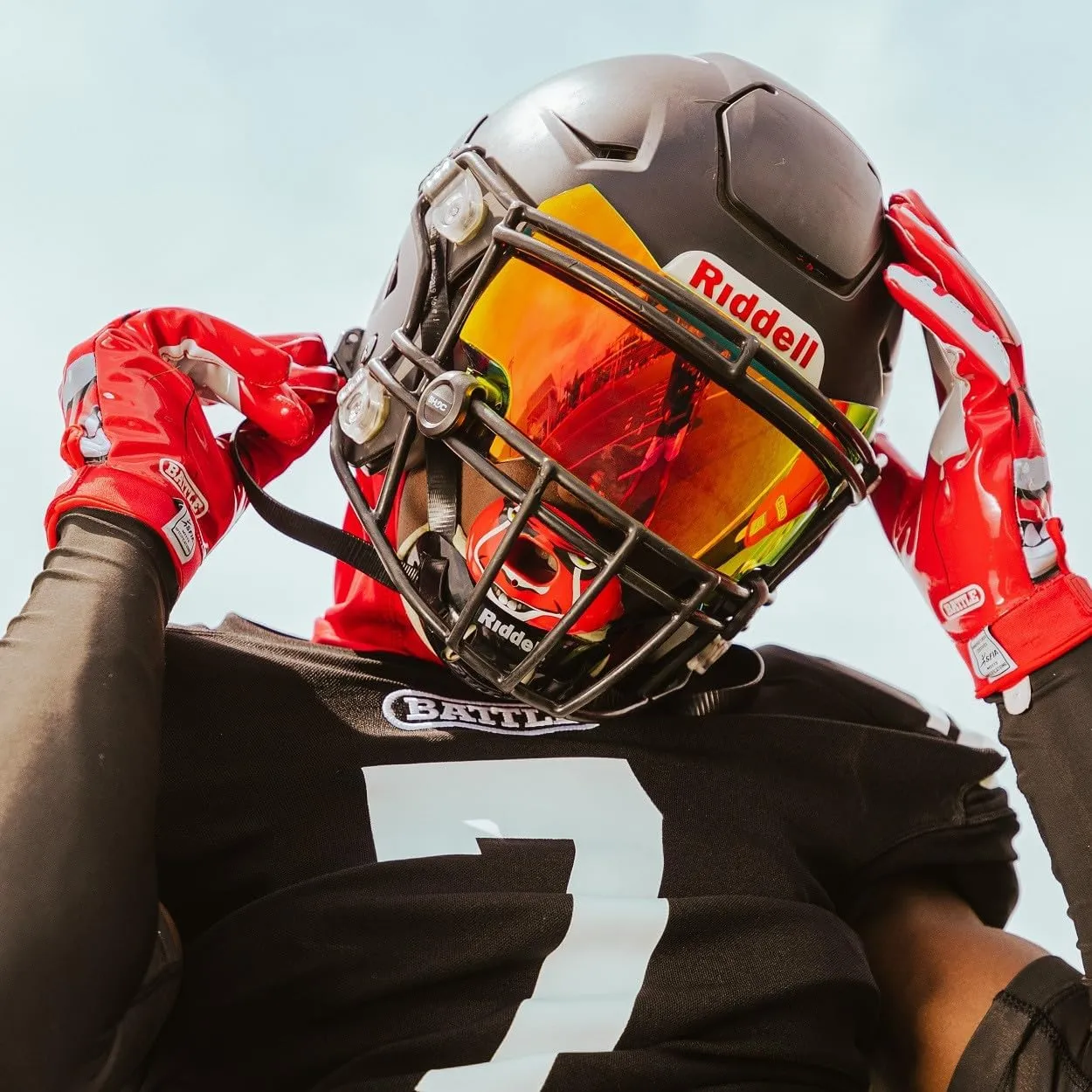Battle Sports Oxygen Football Mouthguard - Football Mouth Guard with Strap, Superior Airflow & Better Performance, Maximum Breathability, Works with Braces (MM 3.0)