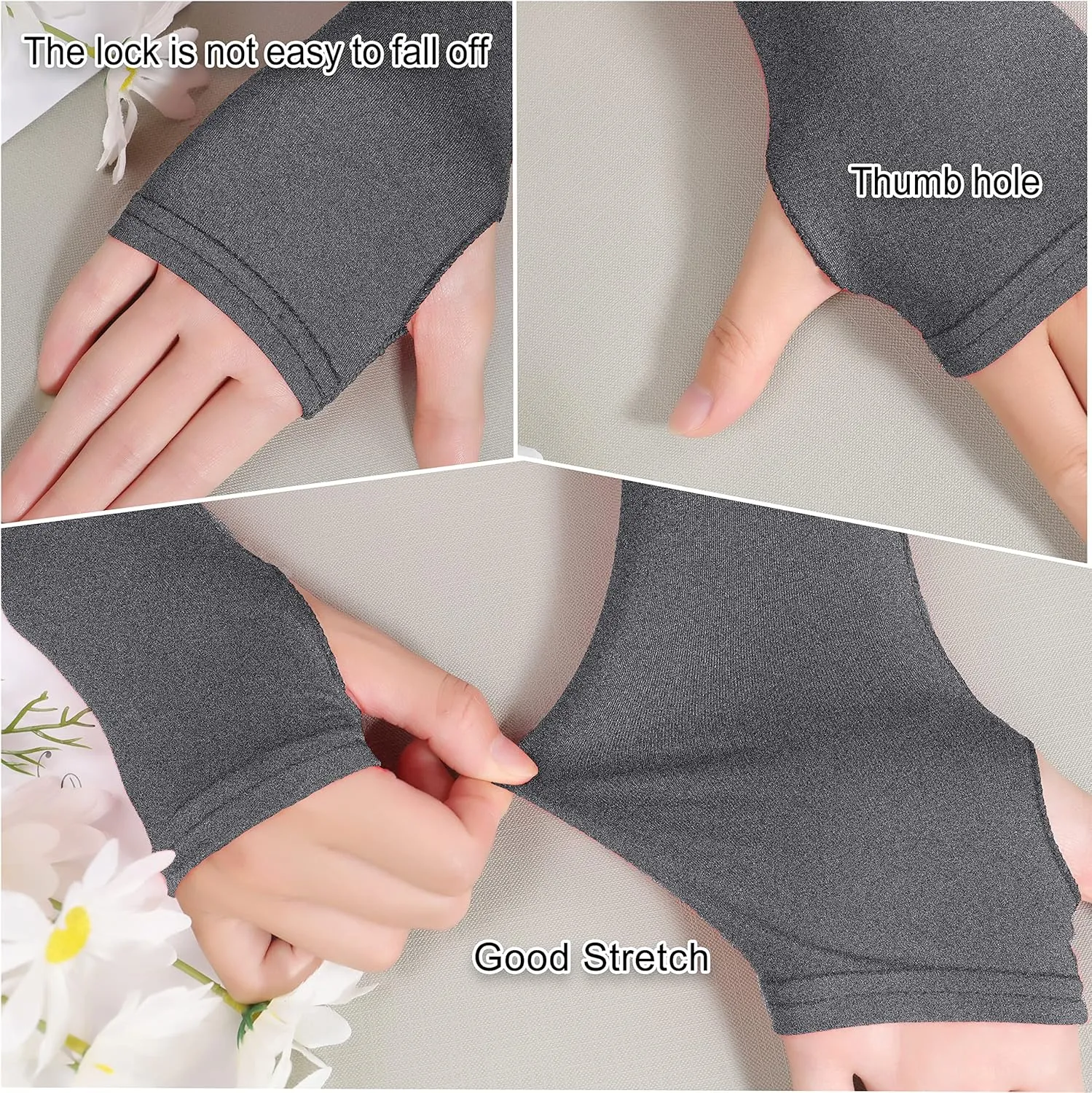 Bellady Women Outdoor Sun Block Soft Long Arm Sleeves Fingerless Gloves