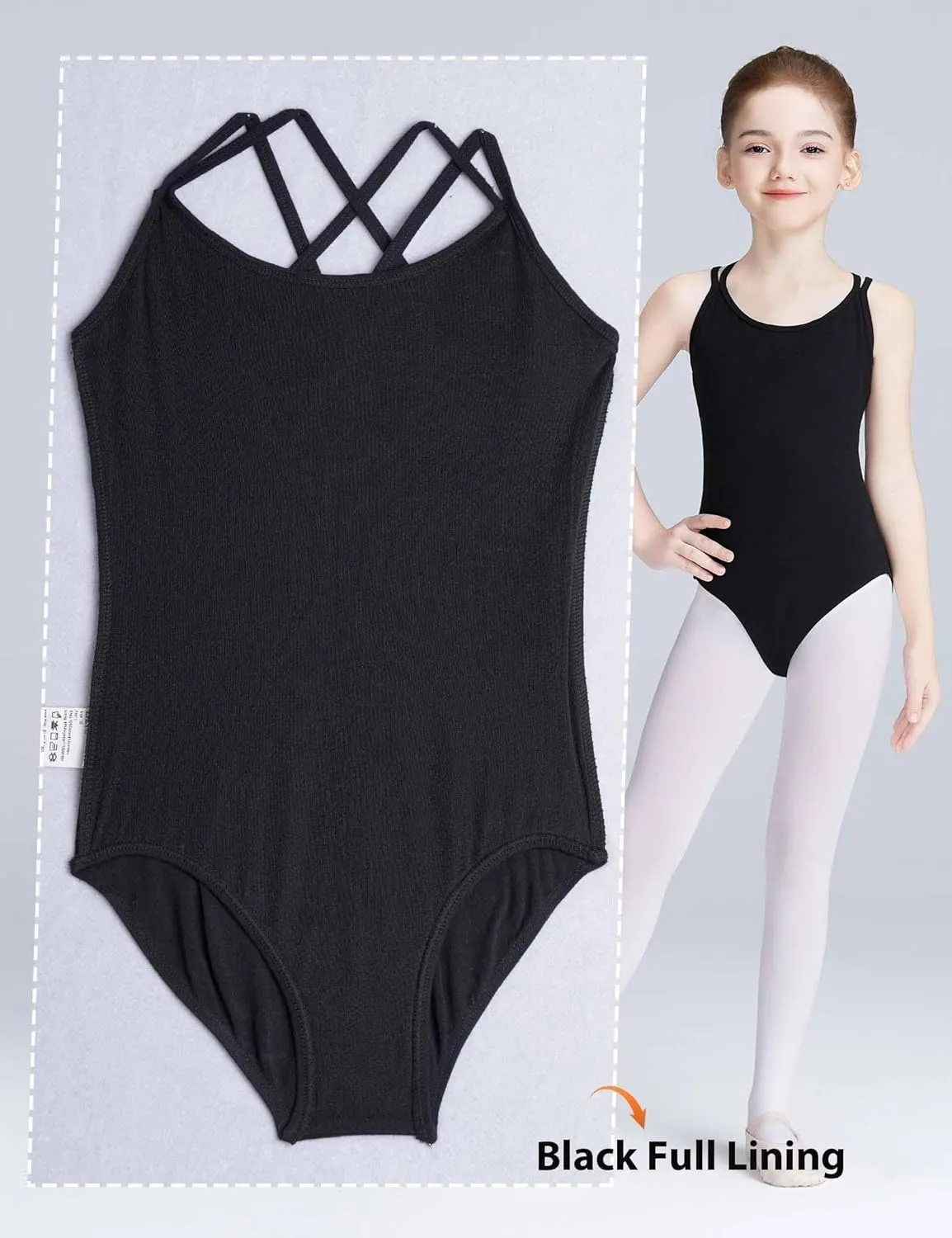 Daydance Toddler Kids Girls Camisole Leotards for Ballet, Double Breast Dance Bodysuit