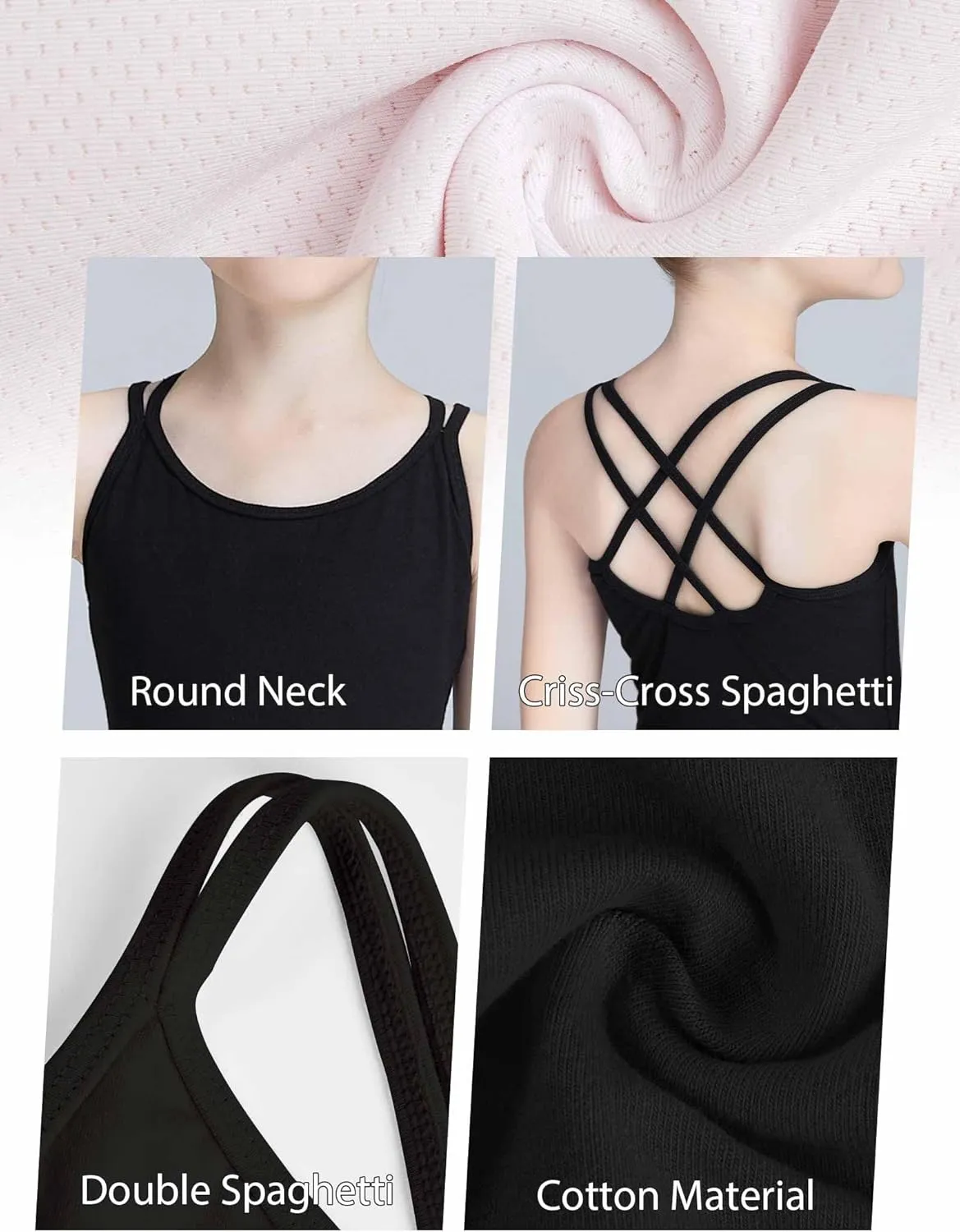 Daydance Toddler Kids Girls Camisole Leotards for Ballet, Double Breast Dance Bodysuit
