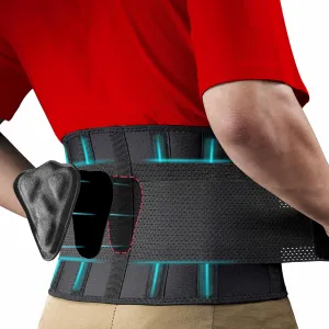 FEATOL Back Brace for Men Lower Back Pain Relief Lumbar Support Brace Waist Belt with Ergonomic 3D Silicone Pad for Heavy Lifting Work, Herniated Disc, Sciatica L/XL