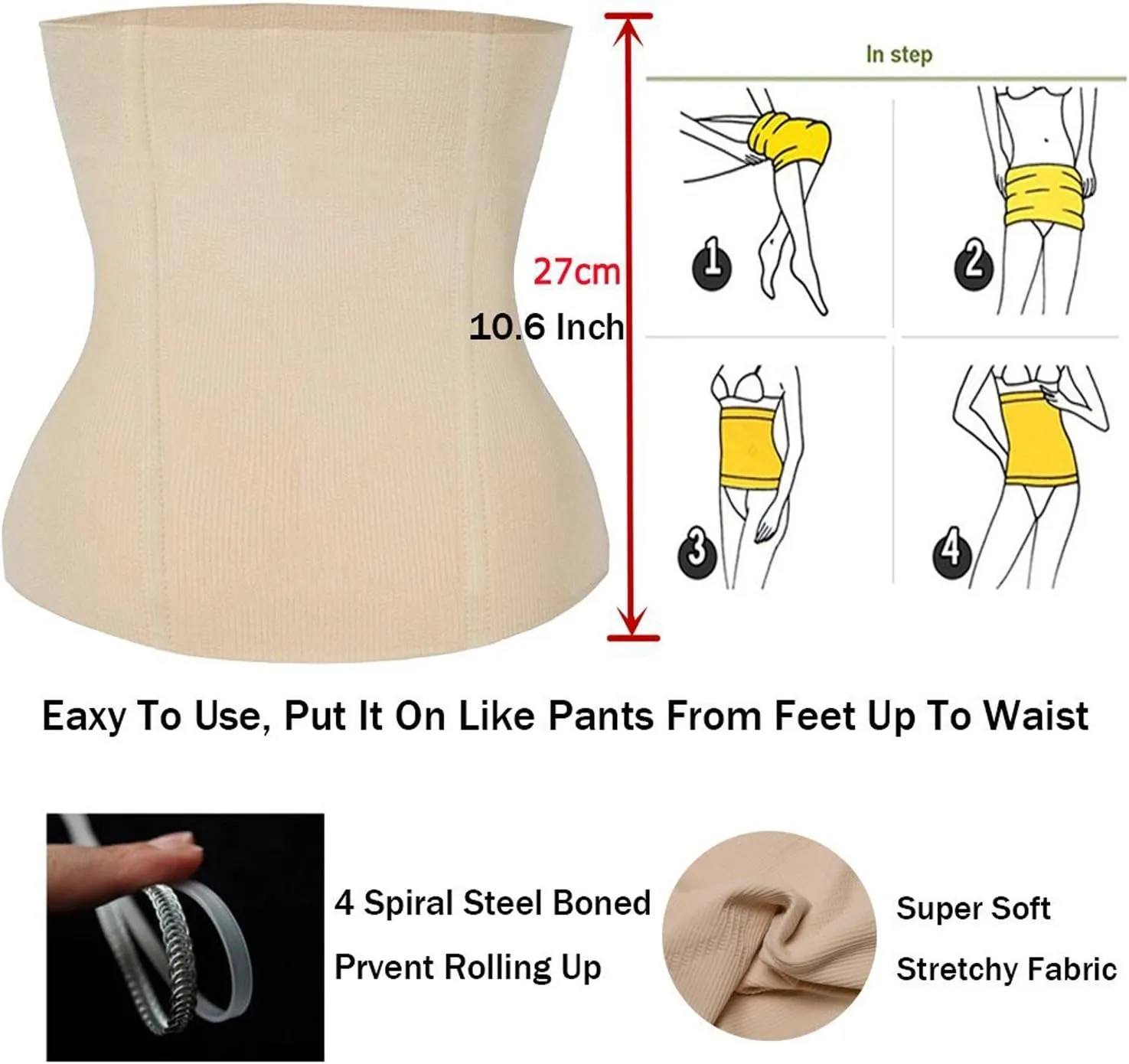 FLORATA Waist Trainer for Women Corset Shapewear Tummy Control Waist Cincher Slim Body Shaper Postpartum Belly Band
