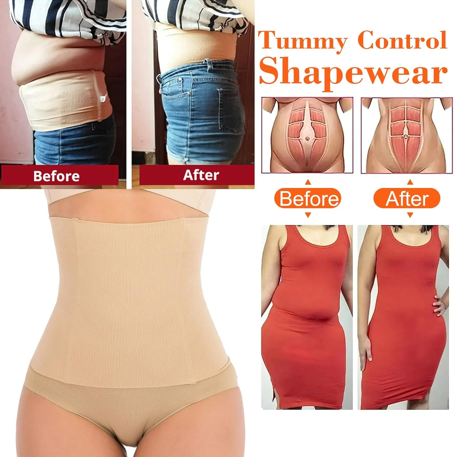 FUT Waist Trainer for Women Tummy Control Shapewear Waist Cincher Postpartum Girdle Body Shaper
