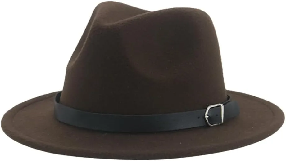 Hdhdeueh Women Fedoras Hats Solid Panama Jazz Caps Belt Dress Formal Outdoor