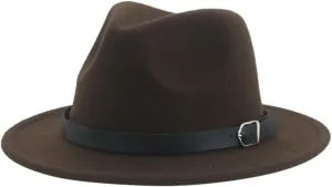 Hdhdeueh Women Fedoras Hats Solid Panama Jazz Caps Belt Dress Formal Outdoor