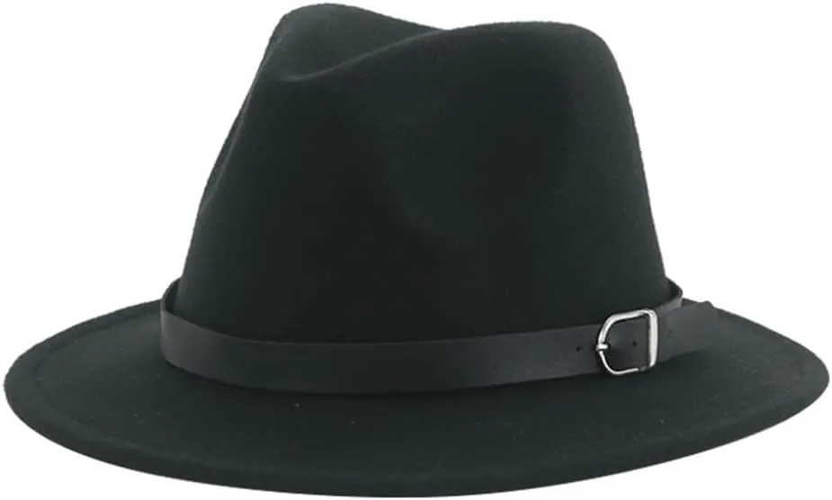 Hdhdeueh Women Fedoras Hats Solid Panama Jazz Caps Belt Dress Formal Outdoor