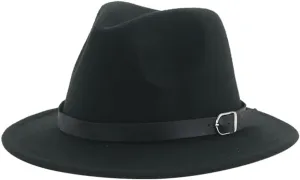 Hdhdeueh Women Fedoras Hats Solid Panama Jazz Caps Belt Dress Formal Outdoor