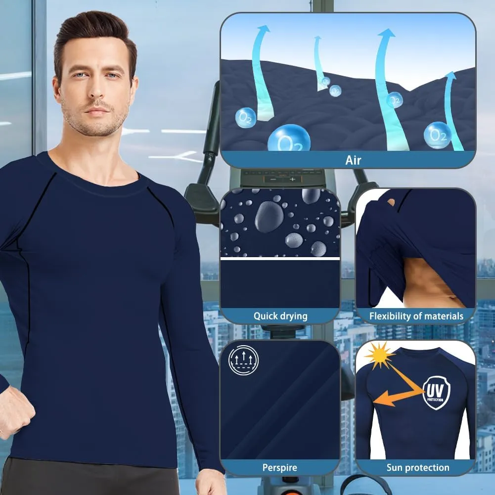 HYCOPROT Compression Shirts for Men Athletic Long Sleeve Base Layer Workout Rash Guard Shirt