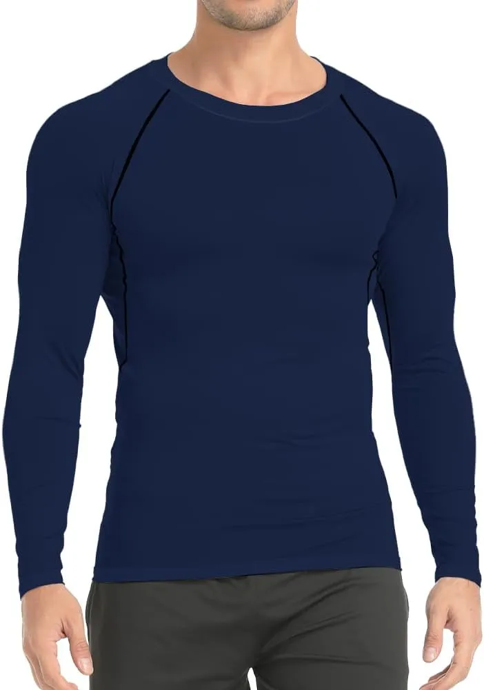 HYCOPROT Compression Shirts for Men Athletic Long Sleeve Base Layer Workout Rash Guard Shirt