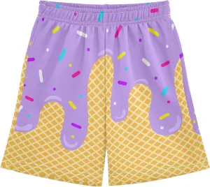 Ice Cream Shorts Baseball Boys Summer Cute Preppy Boy Swim Trunks Toddler Beach Board Shorts with Pockets 2-14 Y