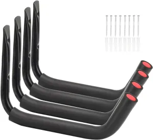 Kayak Steel Storage Rack, 4 Pack Canoe Wall Mount Hooks, 15Inches Snowboard Hanger, 100 LB Capacity