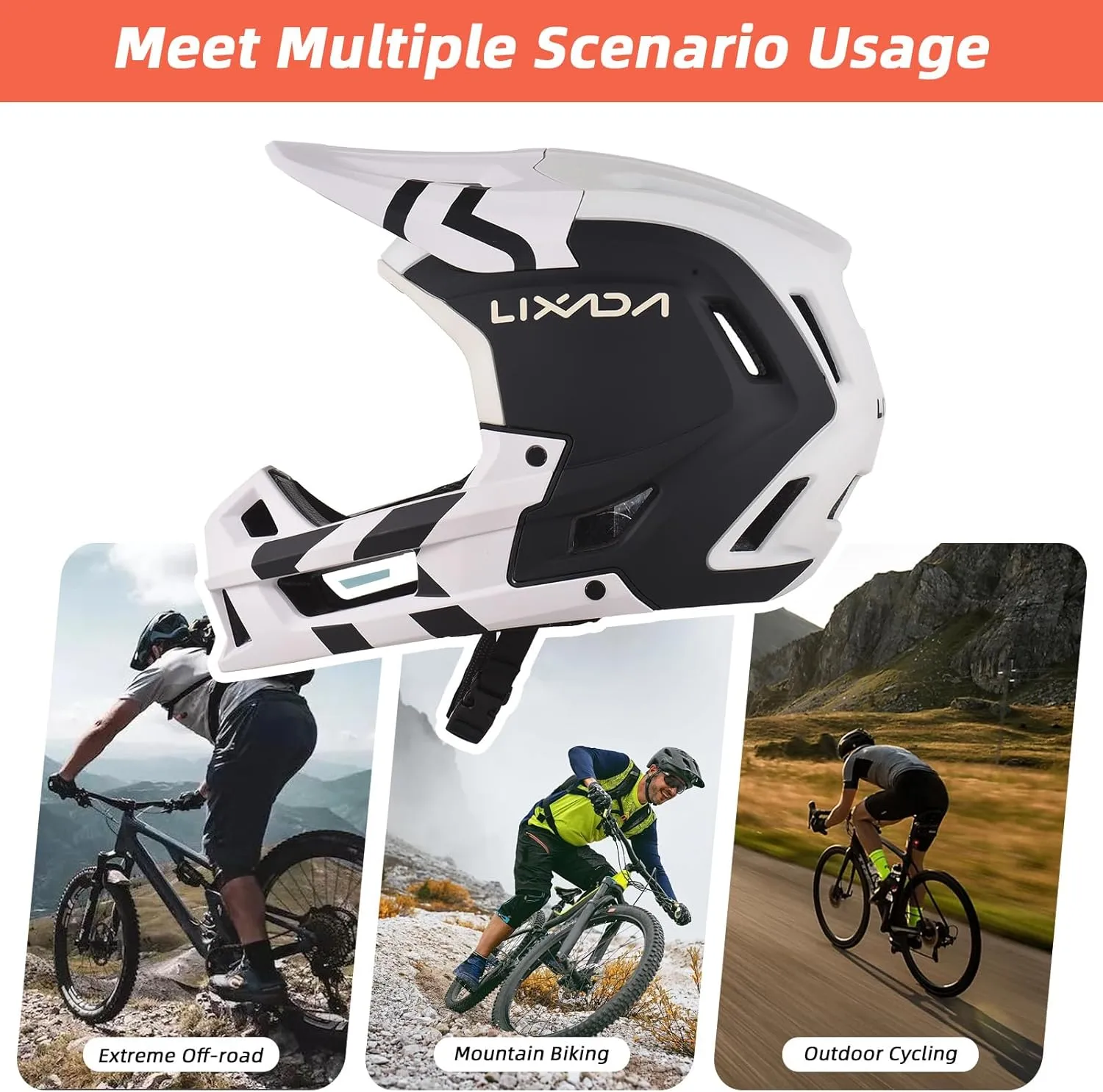 Lixada Adult Bike Helmet Full Face Mountain Bike Helmet Lightweight Bicycle Helmet Adult Cycling Helmet for Men Women 59-62CM