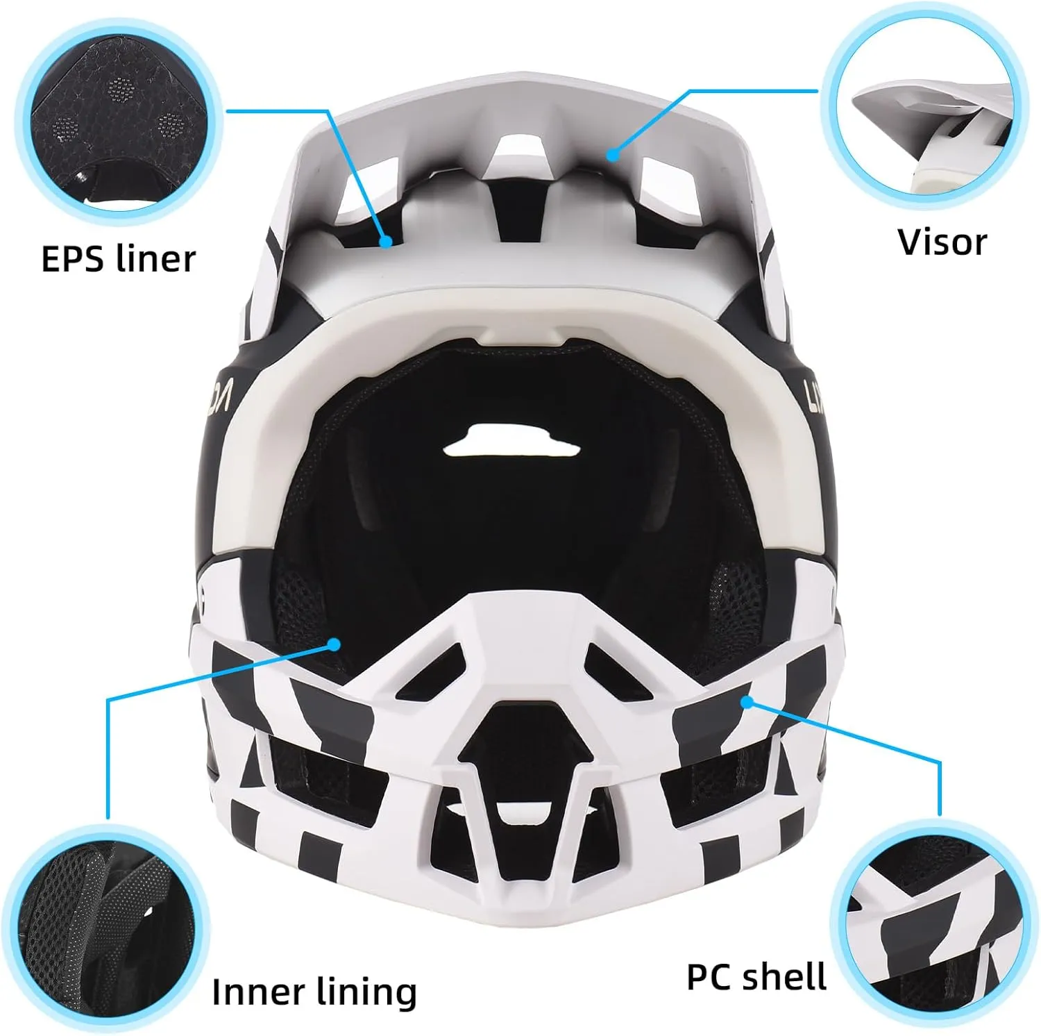 Lixada Adult Bike Helmet Full Face Mountain Bike Helmet Lightweight Bicycle Helmet Adult Cycling Helmet for Men Women 59-62CM