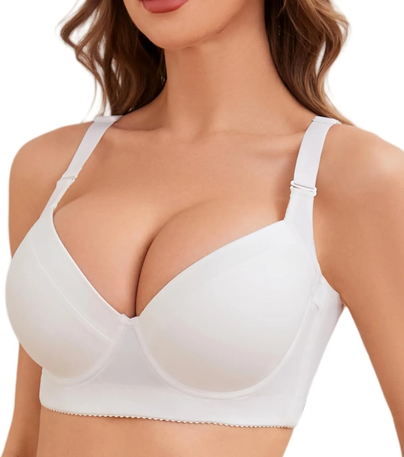 Plus Size Push Up Bras for Women Back Fat Smoothing Bra Comfort Lightly Underwire T-Shirt Bra
