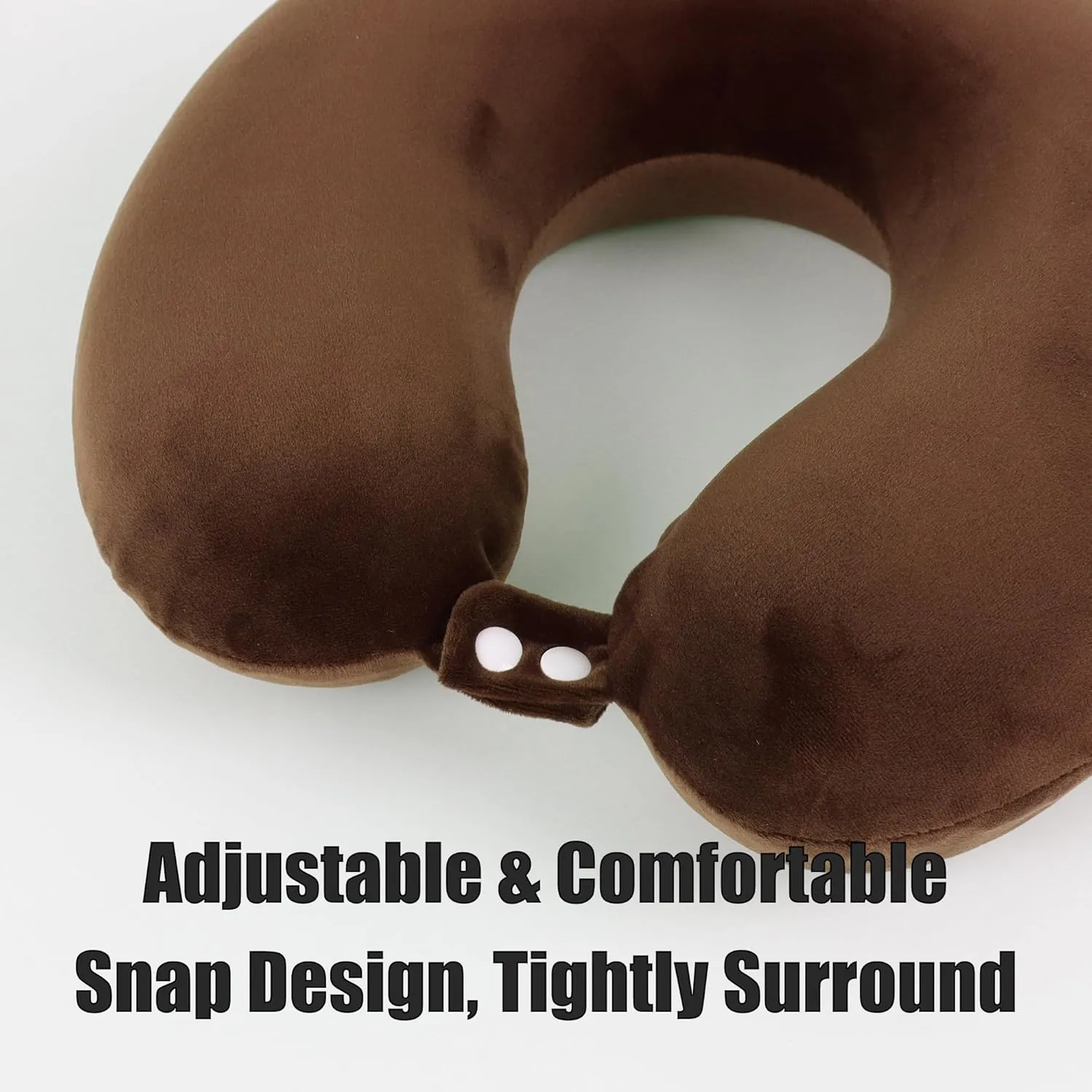 Sexysamba Pure Memory Foam Travel Pillow Set for Adults - Comfortable & Removable Machine Washable Cover, Neck Support Pillow Airplane Travel Kit with Eye Mask for Portable Plane Accessories - Brown