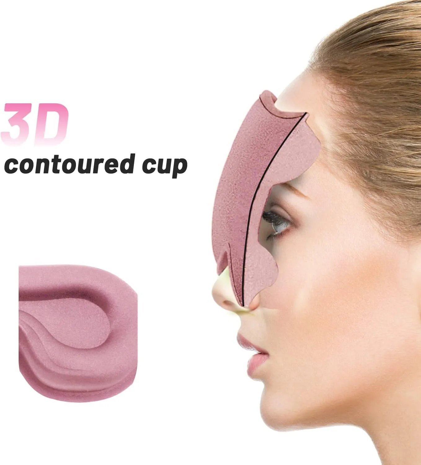 Sleep Eye Mask for Men Women, Lash Extensions 3D Sleeping Mask, Travel Blackout Night Blindfold Eye Shade Cover with Adjustable Strap (Pink-3D)