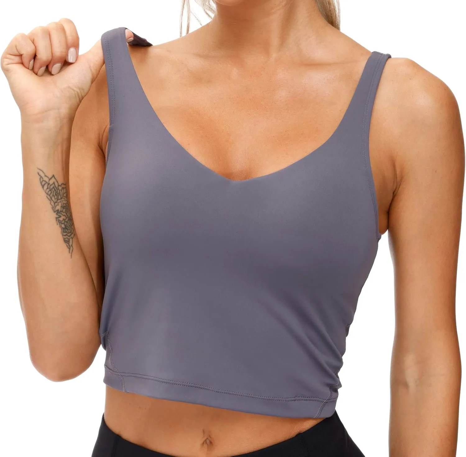 THE GYM PEOPLE Womens' Sports Bra Longline Wirefree Padded with Medium Support