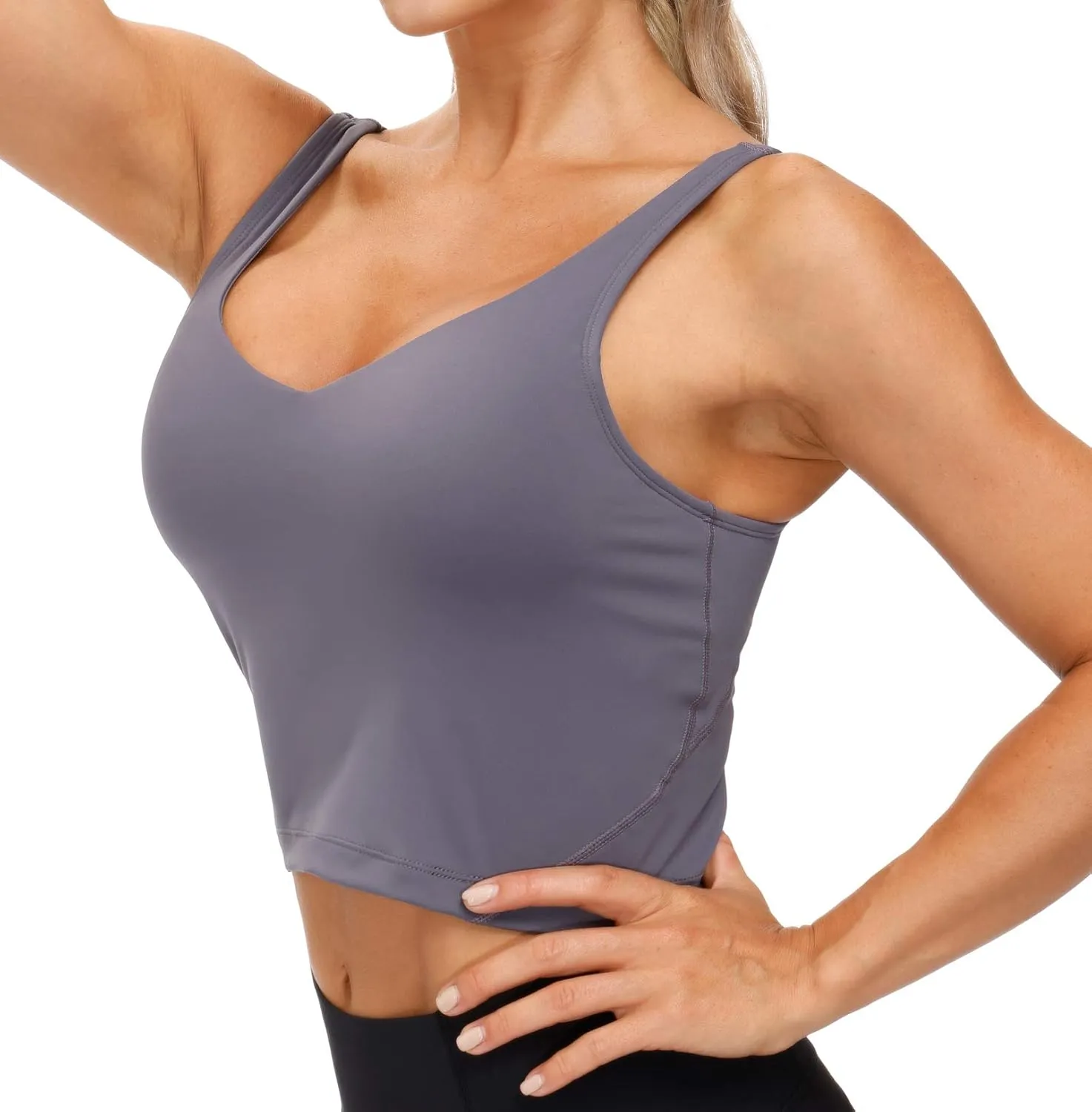 THE GYM PEOPLE Womens' Sports Bra Longline Wirefree Padded with Medium Support