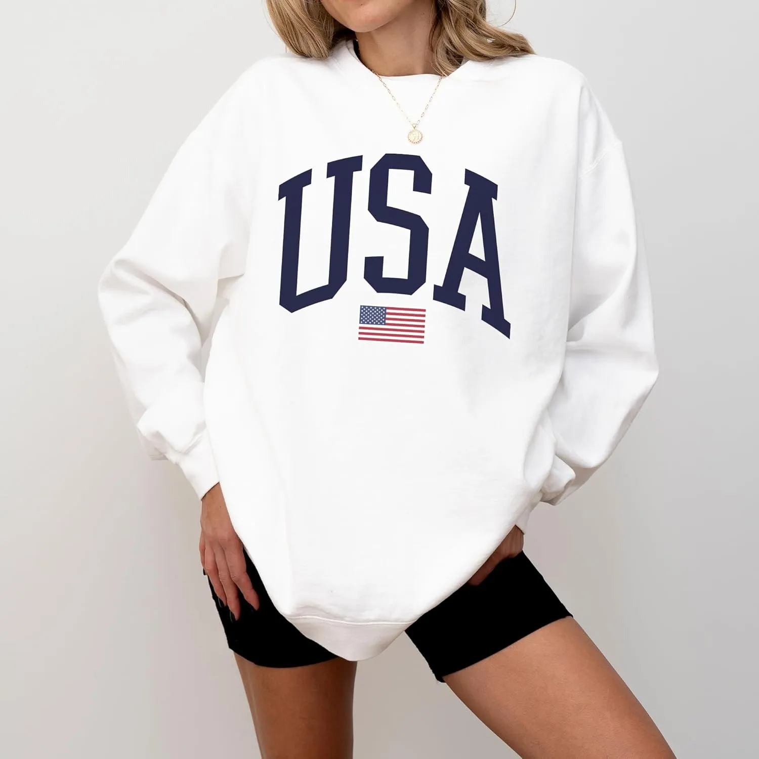USA Flag Graphic Sweatshirt for 4th of July  Unisex Pullover for Women and Men, 80% Cotton, Perfect for Independence Day