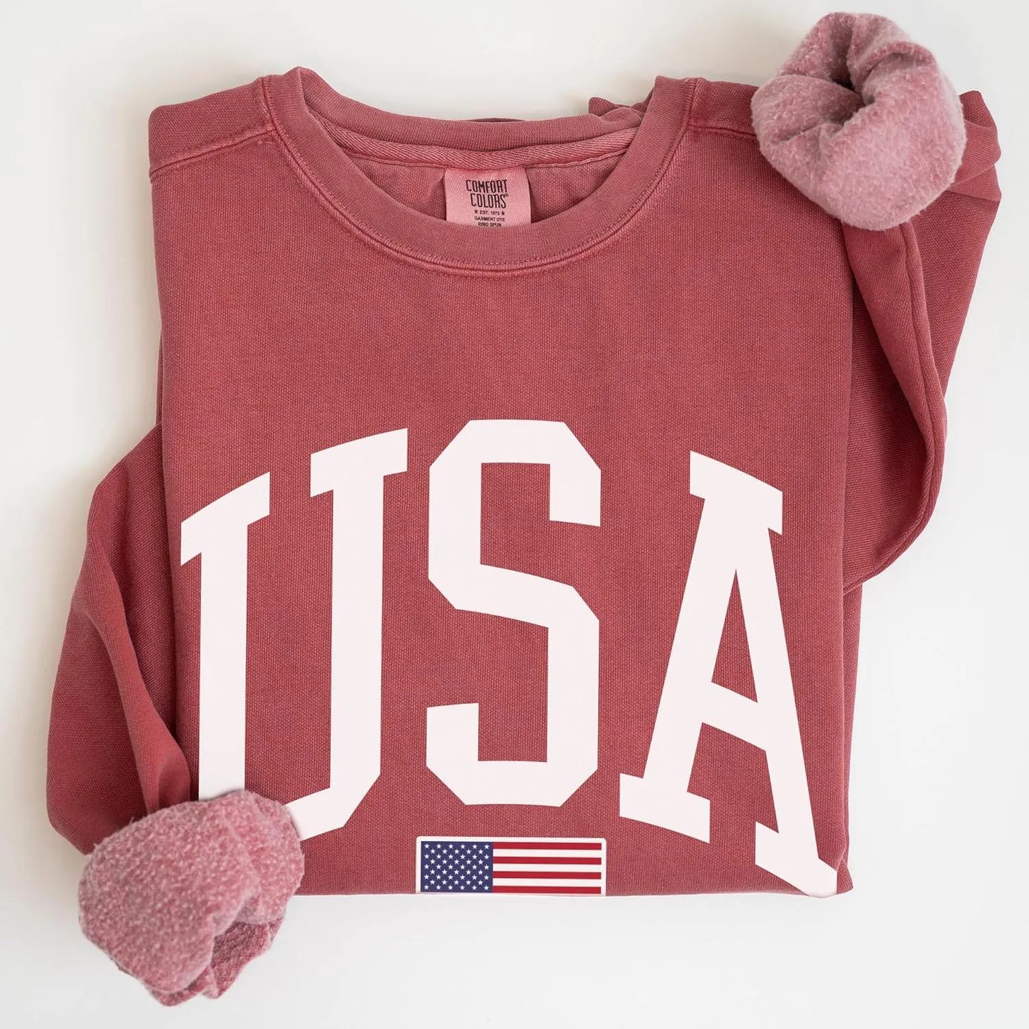 USA Flag Graphic Sweatshirt for 4th of July  Unisex Pullover for Women and Men, 80% Cotton, Perfect for Independence Day