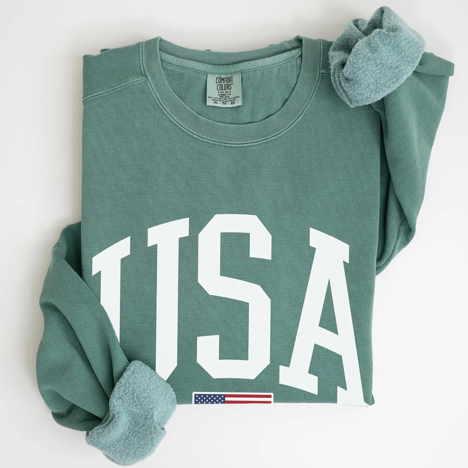 USA Flag Graphic Sweatshirt for 4th of July  Unisex Pullover for Women and Men, 80% Cotton, Perfect for Independence Day