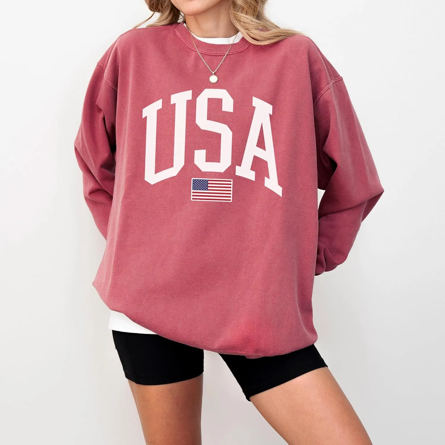 USA Flag Graphic Sweatshirt for 4th of July  Unisex Pullover for Women and Men, 80% Cotton, Perfect for Independence Day