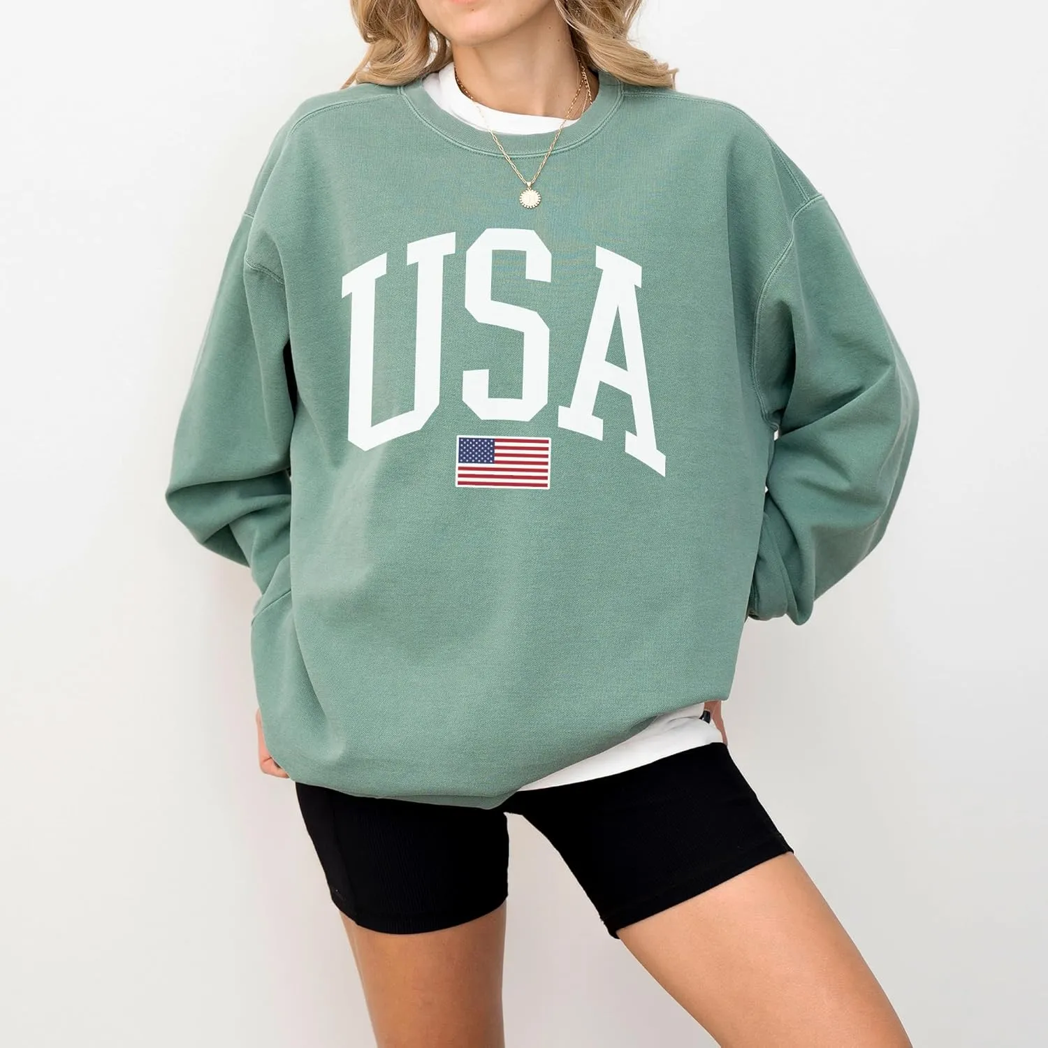 USA Flag Graphic Sweatshirt for 4th of July  Unisex Pullover for Women and Men, 80% Cotton, Perfect for Independence Day