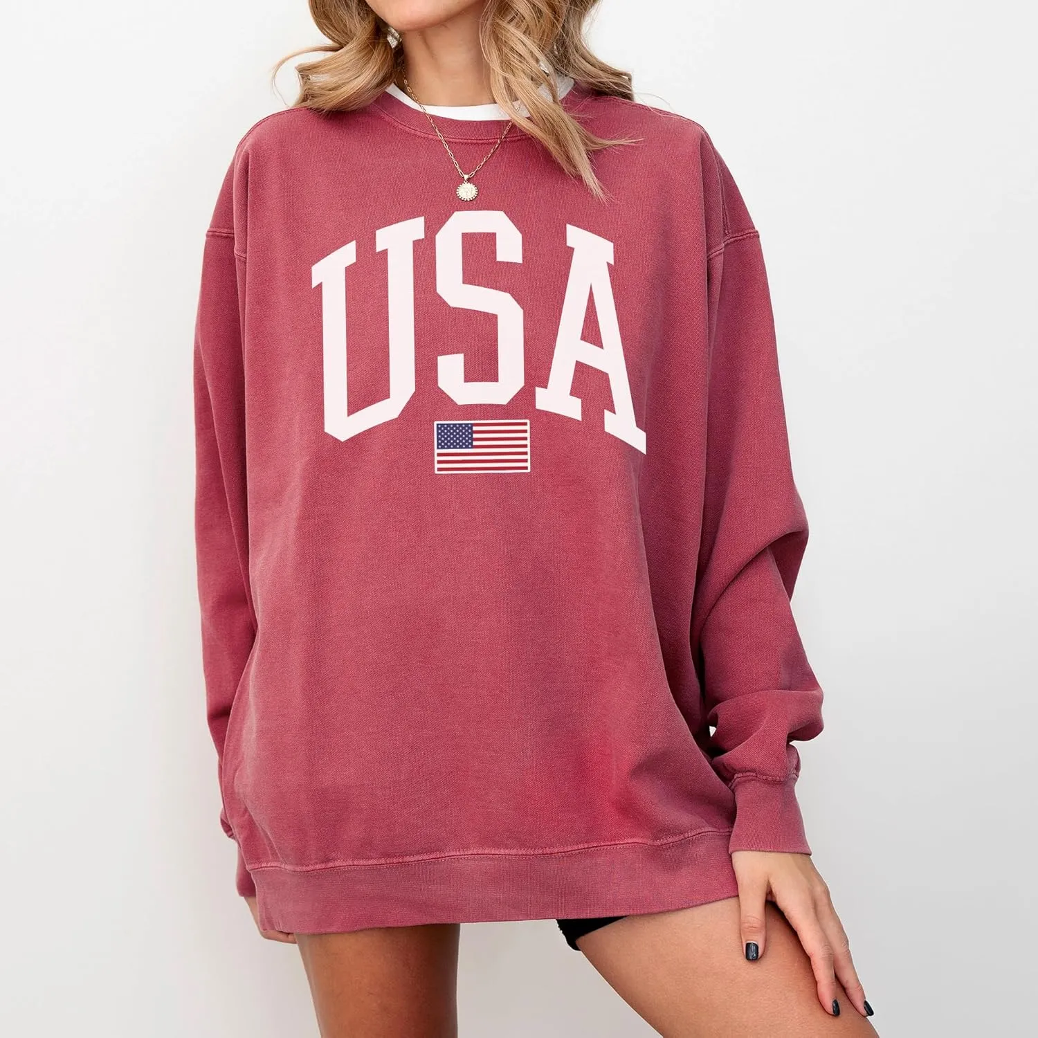 USA Flag Graphic Sweatshirt for 4th of July  Unisex Pullover for Women and Men, 80% Cotton, Perfect for Independence Day