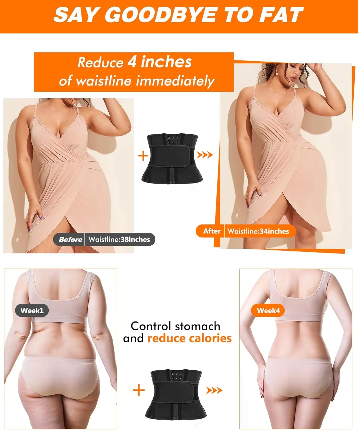 Women Waist Trainer Cincher 3 Straps - Tummy Control Sweat Girdle Workout Slim Belly Band for Weight Loss